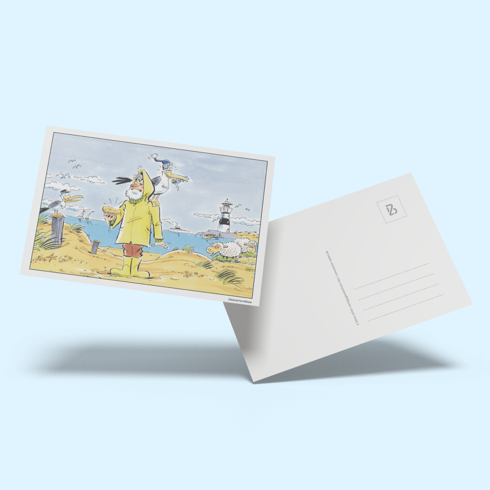 Postkarte - Diebische Möwe